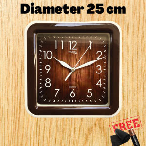 Jam Dinding Monza 3110 Motif Kayu Elegant Aesthetic Besar Mewah Kotak Mesin Quartz 25cm