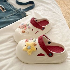 [Free Shipping] Detachable Clogs For Women Featuring A Cute Cartoon Star Design Made Of EVA With A Thick Sole Perfect For Summer Wear Comfortable And Versatile Ideal For The Beach