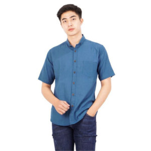 KEMEJA POLOS PRIA DEWASA WARNA DENIM LENGAN PANJANG DAN PENDEK M L XL XXL XXXL JUMBO