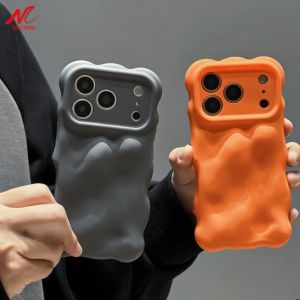 Luxury 3D Meteorite Matte TPU Phone Case For iPhone Air 16 15 Plus 14 13 17 Pro Max Solid Color Wave Bubble Shockproof Cover