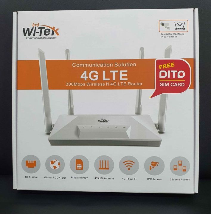 WiTeK 4G/ LTE Wireless Router (Openline) with Free DiTO Sim Card ...