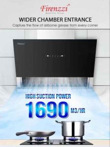 Firenzzi Intelligent Series Cooker Hood With 1690m3/hr Suction Power FCH-9788 Touch Panel Motion Sensor Motion Control