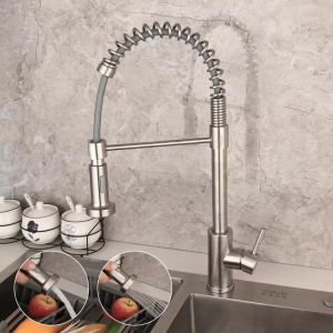 SUS304 Stainless steel kitchen faucet Full Copper with pull-out sink Rotatable Hot And Cold Water Dual Mode Sink KitchenFast shipping
