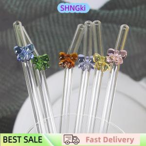 SHNGki 1pc 8mm Glass Straw Reusable Drinking Straws Cute Butterfly Heat-Resistant Straw For Festival Party Wedding Cocktail Bar Beachs