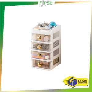 FH-K166 Rak Kosmetik Serbaguna 3 Laci Tempat Make Up Storage Box Bear / Rak Kotak Penyimpanan Alat Tulis / Desktop Drawer Rak Susun Serbaguna / Rak Meja Laci Import