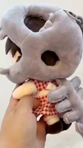 FFBH With Lanyard Dinosaur Skeleton Plush Pendant Plush Hoodie Grey / Pink Cotton Doll Clothes Bone Design Lightweight Funny Doll Hat 7P3H9