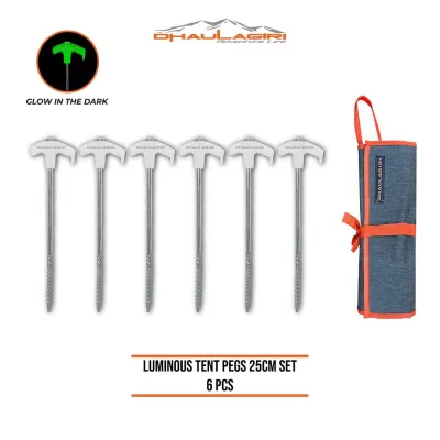 Dhaulagiri - Pasak Tenda - Luminous Tent Pegs Set - Material Steel Diamter 7 mm Kuat dan Glow In The Dark