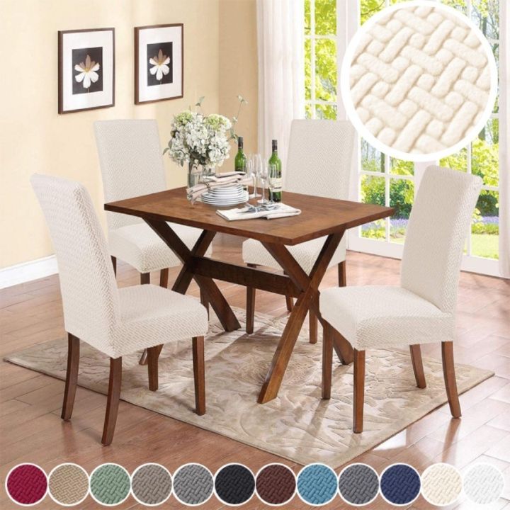 Piece Set Dining Chair Cover Spandex Elastic Chair Cover Jacquard Hotel  Banquet Weddings Cover Home Stretchable Chair Seat Cover Living Room  Kitchen - Main Image