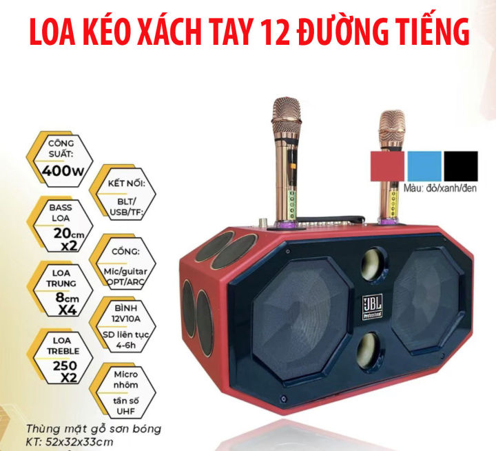 TẶNG KÈM 2 MIC ) Loa Kéo Xách Tay Karaoke Lục Giác 12 Đường Tiếng ...