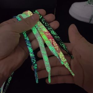 1 Pairs 120CM Luminous Shoe laces Flashing Shoelaces Shine Art Printed Pattern String Flat Laces Night Glow Shoelace