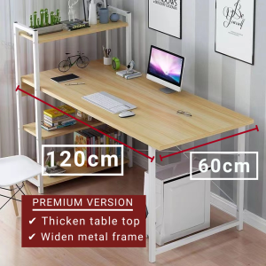 Furnimall PREMIUM QUALITY-Office Table Study Table With Book Shelves/Meja Tulis/Meja Office/WritingTable Working Table