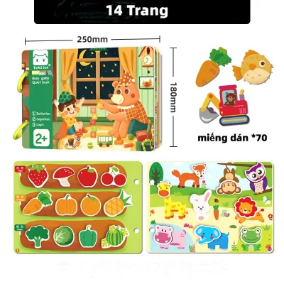 Bộ đồ chơi sách giáo dục sớm Montessori xé giấy dán cho bé sách có thể tái sử dụng được dành cho bé 2-5 tuổi giúp bé phát triển trí tuệ