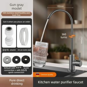 Purifier Direct Drinking Tap SUS 304 Stainless Steel G1/4 G3/8 G1/2 Universal Lead-Free 360° Swivel Easy To Clean Quick Fitting