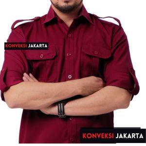 KEMEJA PDL/PDH LENGAN PANJANG MAROON Seragam Kerja Atasan Formal