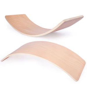 SG Stock Wooden Balance Board Wobble Balance Board Rocker Board Natural Wood Curvy Board Kids Yoga Board