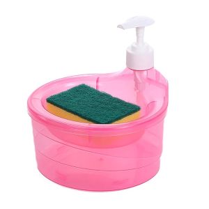MS Tempat Sabun Bulat 1000ml + Spons Cuci Piring 2in1 Dispenser Sabun Cair