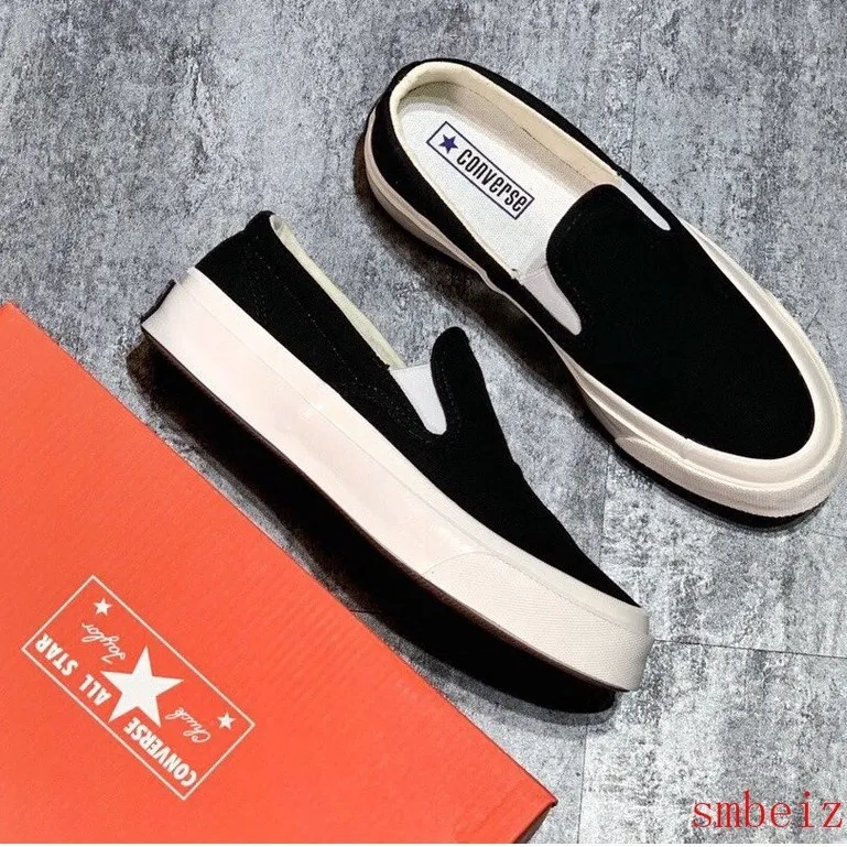 On Hand Converse Classic Lazy Set of Scallops Men Women Slip on Shoes Black Sneakers Lazada PH