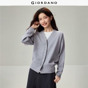 Giordano Beau Monde Women V-neck drop shoulder loose cardigan Free Shipping 13356609
