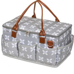 Waterproof Foldable Baby Diaper Caddy with Zipper Cover Large Capacity Portable Storage Bag with Carry Handle Durable Nursery Organizer for Home Travel Baby Shower Gift