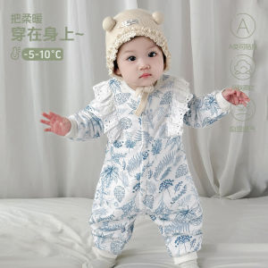 Quilted baby jumpsuit for autumn and winter 200g Thickened cotton baby clothes for winter a Cotton-like padded crawling suit