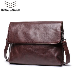 Royal Bagger Shoulder Sling Bag Crossbody Bags For Men Genuine Cow Leather 2021 New Fashion Sling Bag Cool Weave Handbag Business Casual