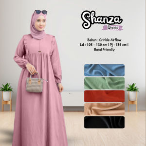 Gamis Wanita Shanza Dress / Busui Friendly Bahan Crinkle / Gamis Terbaru Lebaran  / Gamis Elegan Simple Dress Wanita