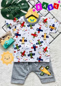 Setelan Baju Bayi anak laki laki motif karakter AEROPLANE   usia baby 3-18 bulan / BISA COD !