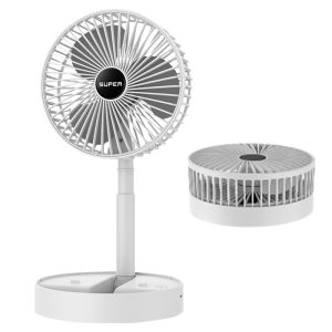 พัดลมไฟฟ้า พัดลมพับแบบพกพา การชาร์ท USB พัดลมตั้งโต๊ะแบบยืดสไลด์พร้อมฐานตั้งโทรศัพท์มือถือ