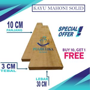 Papan Kayu Mahoni Ukuran Tebal 3cm Lebar 30cm Panjang 10cm - 200cm