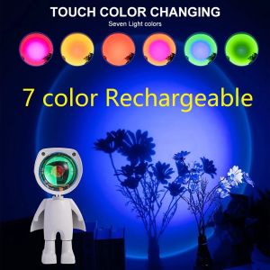 KFV Sunset Astronaut Robot Rainbow Projection Sun Lamp Table Night Light Sunset Lamp Infinite Dimming Bedroom Atmosphere Light