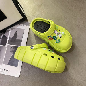 [Free Shipping] 7CM High-Heeled Fashionable And Stylish Outdoor Sandals With A Cartoon Design Perfect For Summer In The Korean Style And Available In Green