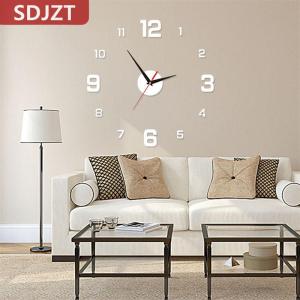 [COD] SDJZT นาฬิกาแขวนผนังแบบทำมือสำหรับบ้านสำนักงานไร้กรอบนาฬิกาติดผนัง3D ทันสมัยสติกเกอร์กระจกนาฬิกาแขวนผนังดีไซน์ห้องโรงแรมของตกแต่งโรงเรียน