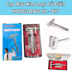 Cây cạo râu kim loại sử dụng dao lam HONGLONG có hộp đựng tiên dụng chính hãng