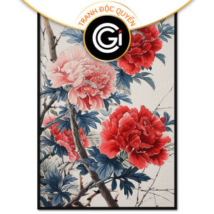 Tranh thủy mạc Hoa Cẩm Chướng. Tranh treo tường dán tường Canvas. CGI-250