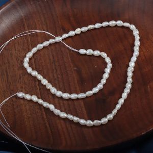 3-4mm Straight-Hole Baroque Natural Freshwater Pearl Punch Semi-Finished Bead for Jewelry Making DIY Necklace Bracelet Accessory