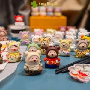 Set tượng 10 con size Mini gấu siêu đáng yêu kèm màu tô và 2 cây cọ