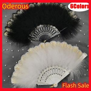 Oderous Lolita Feather Folding Fan Fairy Dark Gothic Court Dance Wedding Party Decor