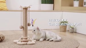 5in1 Wood Cat Scratching Post Cat Tree Natural Sisal Scratcher with Interactive Track Toys & Ball