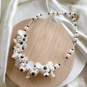 CRYSTAL BEADS NECKLACE CHOKER DAHLIA | KALUNG AKSESORIS PREMIUM | HIJAB FASHION HANDMADE | KALUNG HIJAB MANIK MANIK