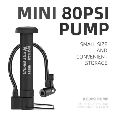WEST BIKING Máy Bơm Xe Đạp Di Động Presta Schrader AV Máy Bơm Không Khí MTB Đạp Xe Đường Trường Bơm Lốp Xe Áp Suất Phụ Kiện Xe Đạp