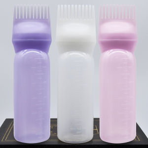 【Grilrigrin】3Pcs New Professional Salon Hair Oil Applicator Bottle 170ml Hair Dye Refillable Bottle Comb Plastic Dispensing Hairdressing Styling Tool