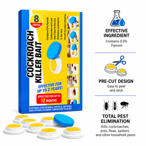 Cockroach Killer Bait 8pcs | Roach Ant Pest Control Gel Bait Station | 0.5% Fipronil Insect Killer | Long Lasting Indoor Home Kitchen Control