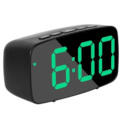 Smart Digital Alarm Clock BedsideLED Travel USB Desk Clock with 12/24H Date Temperature Snooze for BedroomBlack