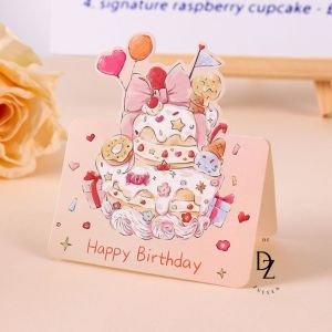 【READY STOCK】Happy Birthday 3D Birthday Cake Greeting Card Birthday Wishes Simple Message Small Card 立体生日蛋糕卡片 (BD66)
