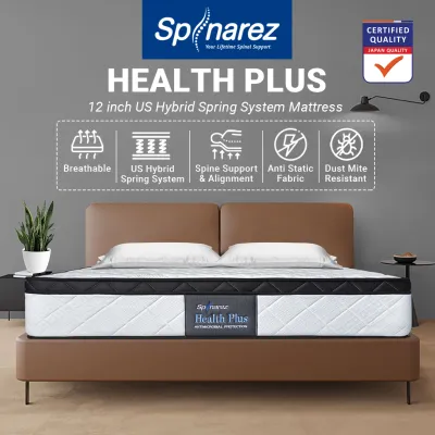 (FREE Shipping) 12inch SpinaRez Health Plus Tilam Mattress US Hybrid Spring System with HeiQ Viroblock Technology-Spinarez-HealthPlus
