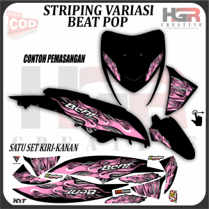 Striping Variasi Honda Beat Pop Motif Api Stiker Lis Polet Bodi Motor Beat pop Sticker Vynil