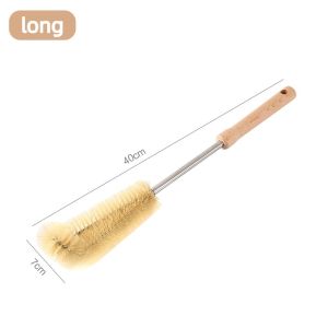 40cm Wooden Long Handle Bottle Brush Tumbler Cleaning Brush Glass Cup Milk Bottle Cleaner Kitchen Tools