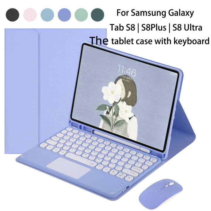 Samsung s8 plus tablet case with keyboard Touchpad tablet round
