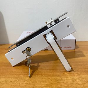 HANDLE PINTU RUMAH 1 SET PUTIH MINIMALIS 25CM / 1 SET KUNCI PINTU RUMAH KOTAK LENGKUNG PUTIH MINIMALIS