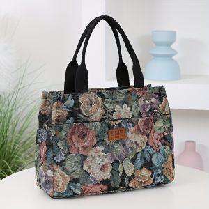 Womens Tote Bag New Product Thickened Knitted Jacquard Fabric Handbag Tote Bag Work Portable Shopping Bag Outing Storage Bag Womens Bag Retro Large Capacity Ethnic Style Daily Use Back-to-School Season Ramadan Festival Square Bag